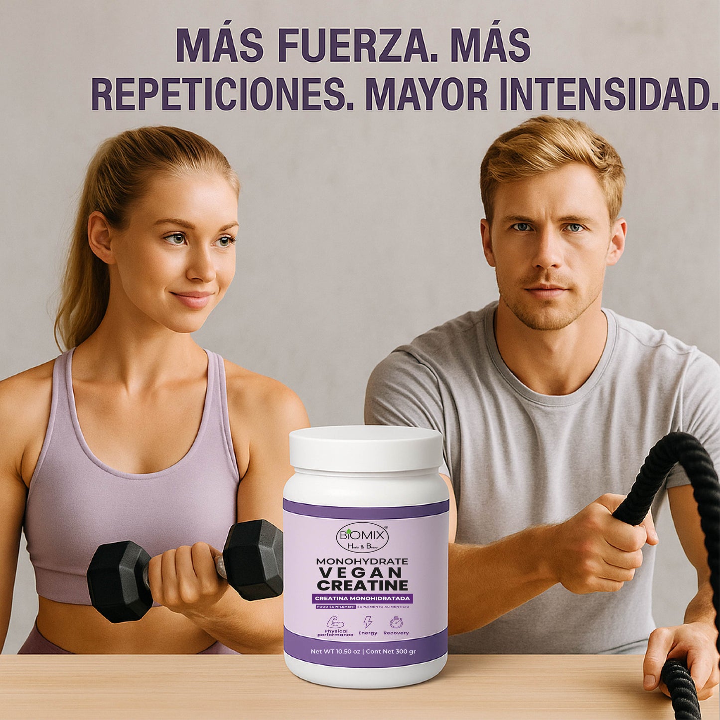 Creatina Micronizada Vegana Monohidratada Pura, Grado Premier 2X, Alta Absorción, Sin Gluten, Sin OGM, 60 Servicios