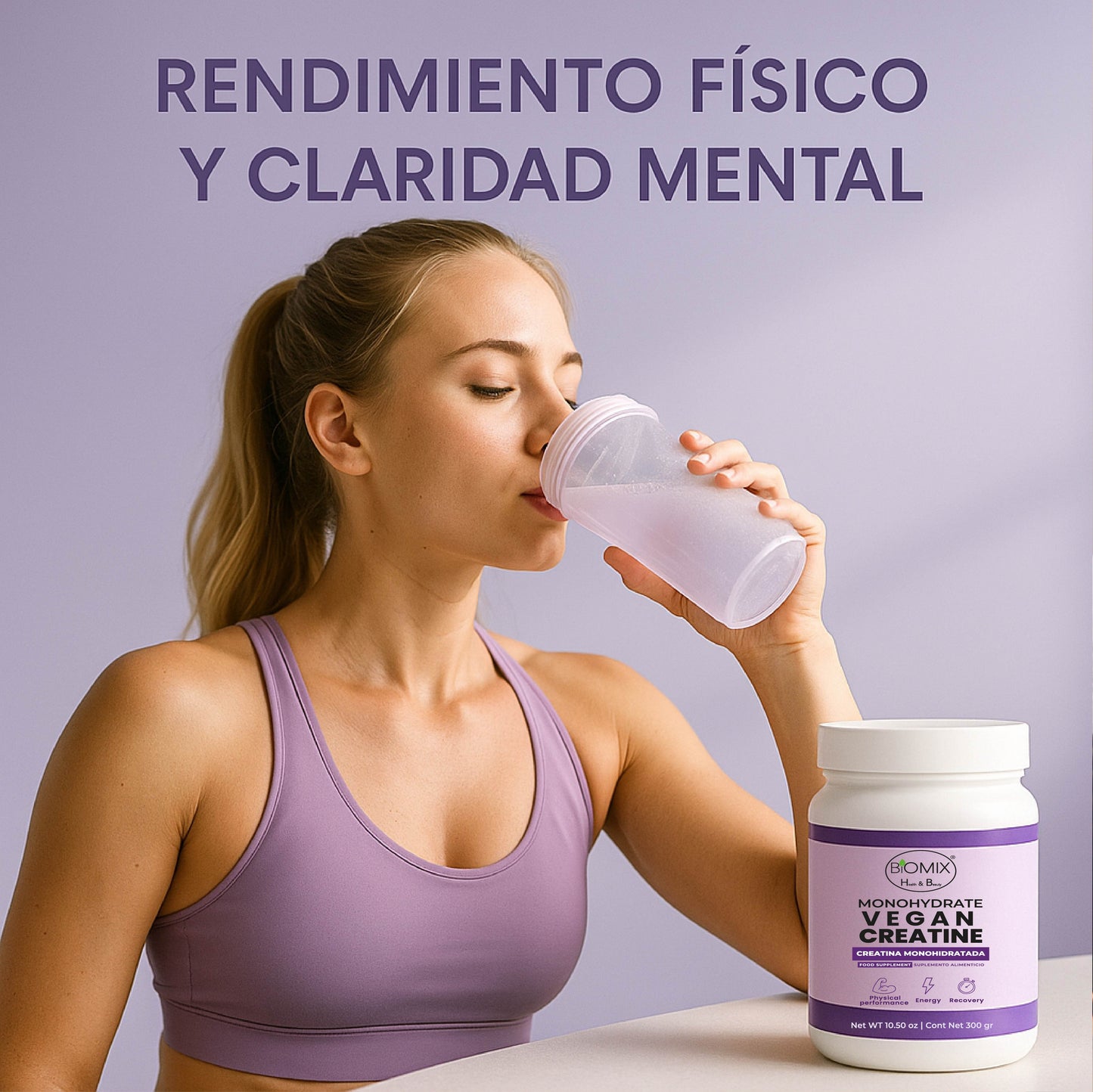 Creatina Micronizada Vegana Monohidratada Pura, Grado Premier 2X, Alta Absorción, Sin Gluten, Sin OGM, 60 Servicios