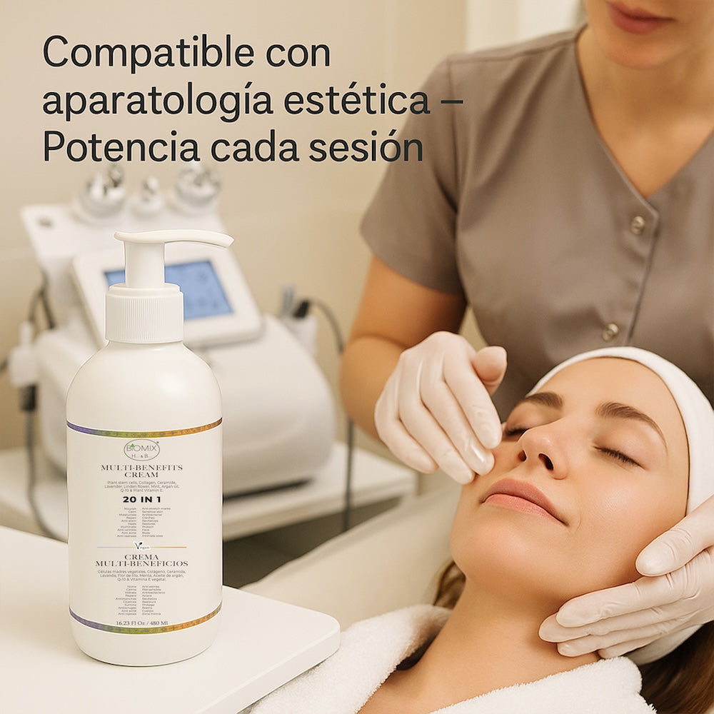 Crema 20 En 1 Para Uso Personal Y Profesional Spa, Hioloapergénica, Vegana 100% Natural Con Células Madres Vegetales, Aclarante, Antiarrugas, Anti Estrías Apta Para Aparatología Estética Cosmetología