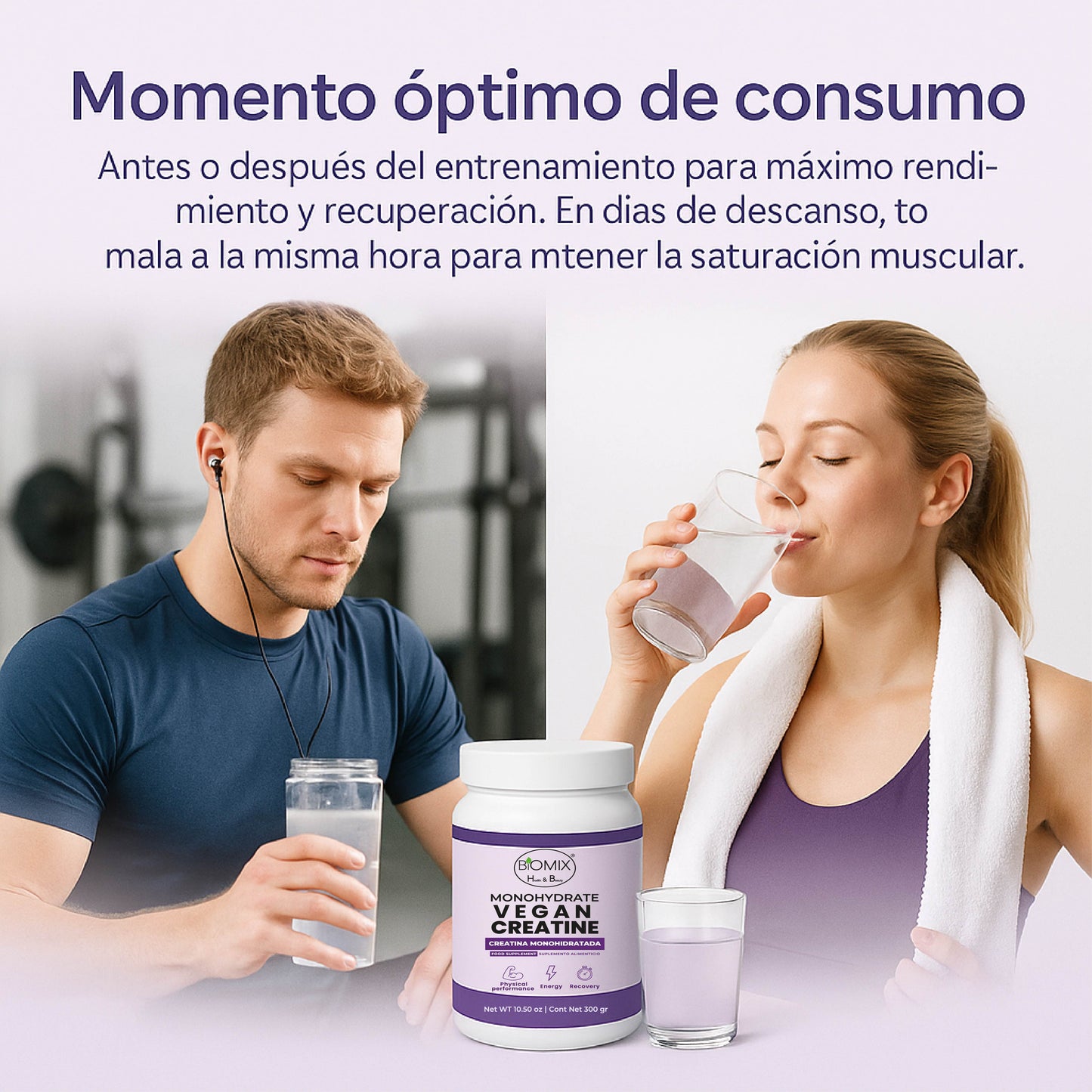 Creatina Micronizada Vegana Monohidratada Pura, Grado Premier 2X, Alta Absorción, Sin Gluten, Sin OGM, 60 Servicios