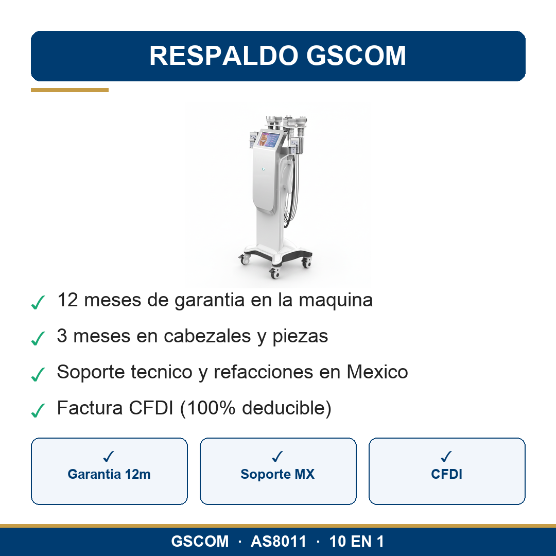 Equipo Multifuncional 10 en 1 80K Cavitacion RF Vacuum Laser Lipo Torre Profesional GSCOM AS8011