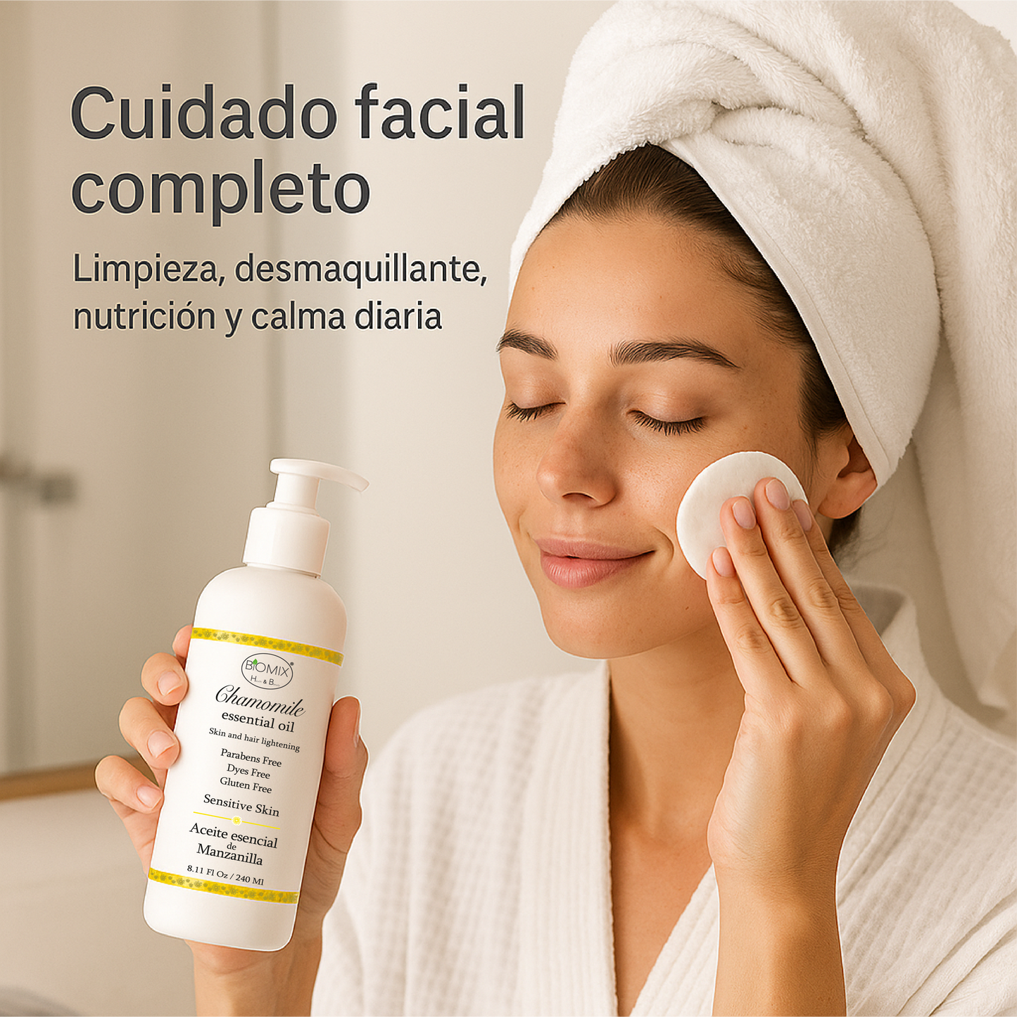 Aceite De Manzanilla Aclarante Para Cabello, Rostro Y Cuerpo 240 Ml. Uso en hogar, centros estético, spa, aparatología