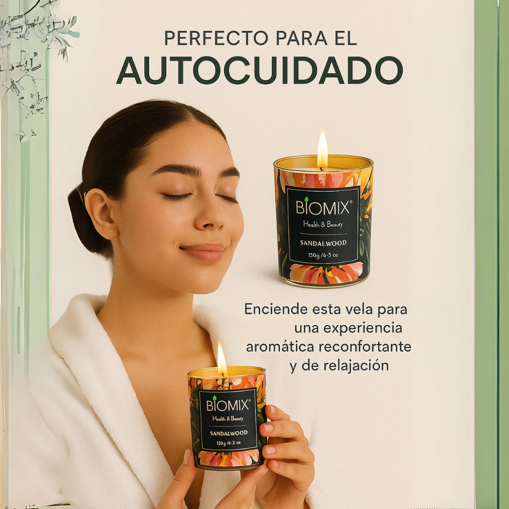 Vela de Masaje Sándalo (132 g / 4.67 oz) Cera de soya 100% natural + Aceite esencial de Sándalo