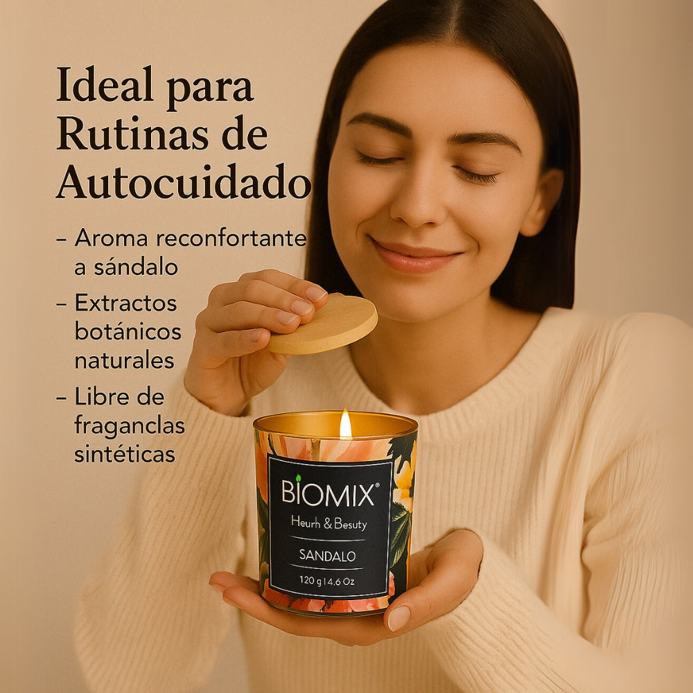 Vela de Masaje Sándalo (132 g / 4.67 oz) Cera de soya 100% natural + Aceite esencial de Sándalo