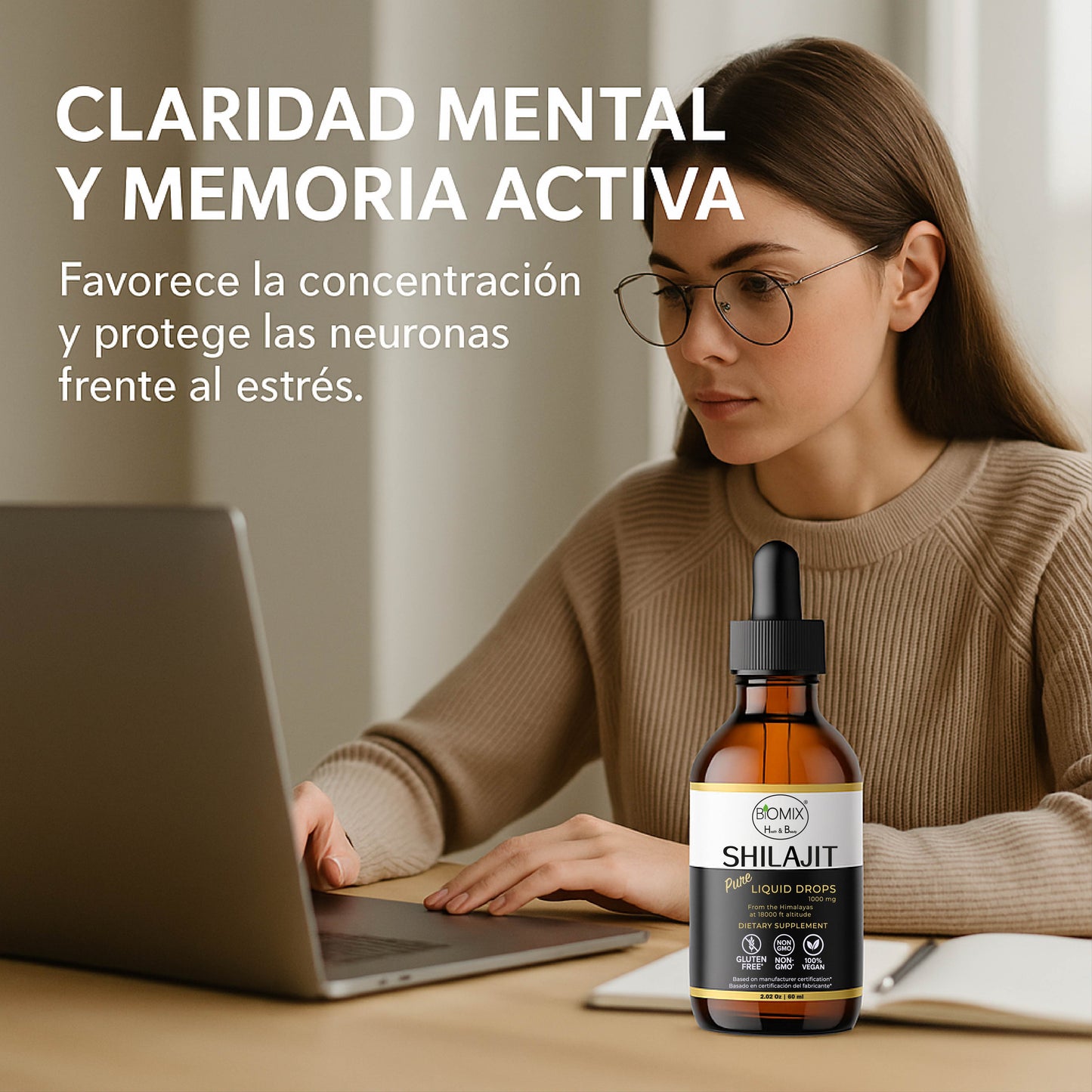 Shilajit Puro Líquido 1500 mg – Suplemento Premium Vegano del Himalaya | Energía, Vitalidad y Equilibrio Natural – 60 Servicios