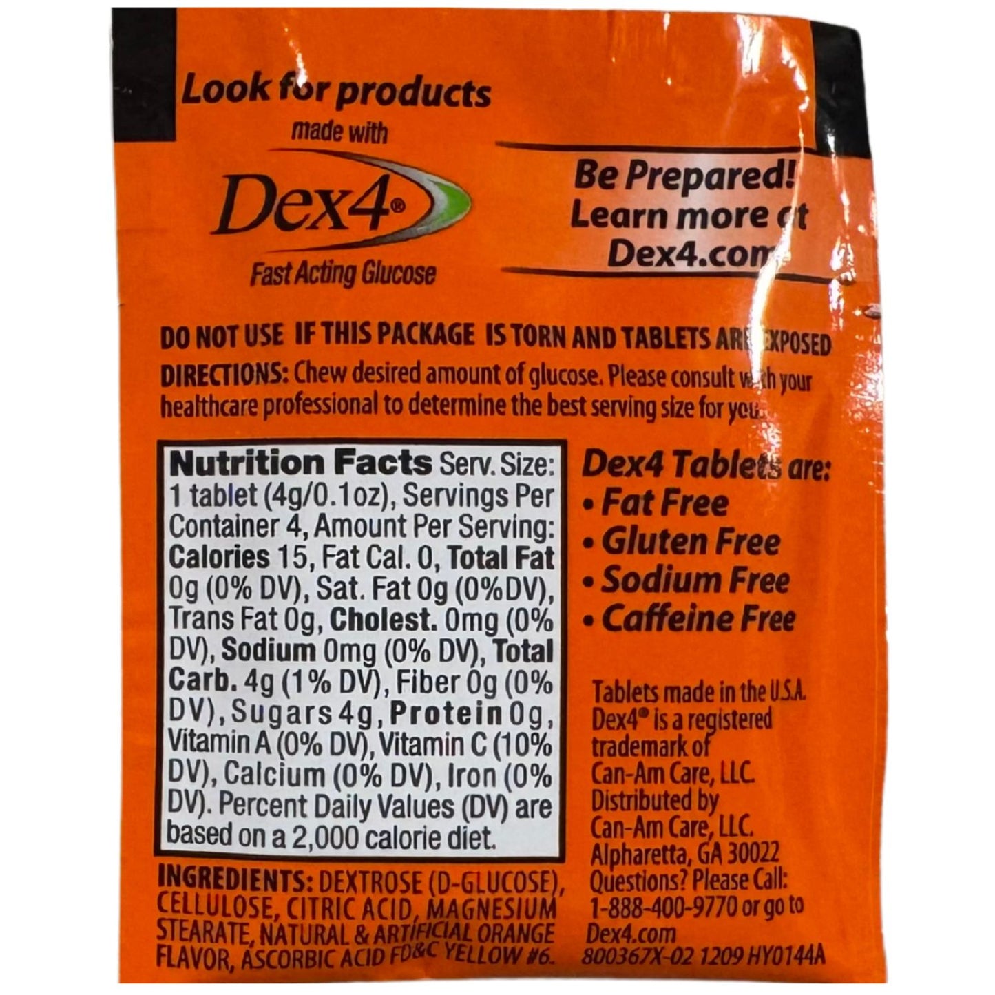 Glucosa Dex 4 Tableta Masticable De Acción Rápida 400 Tabletas Totales, Caja De 100 Pack De 4 Para Hipoglucemias, Deportes.