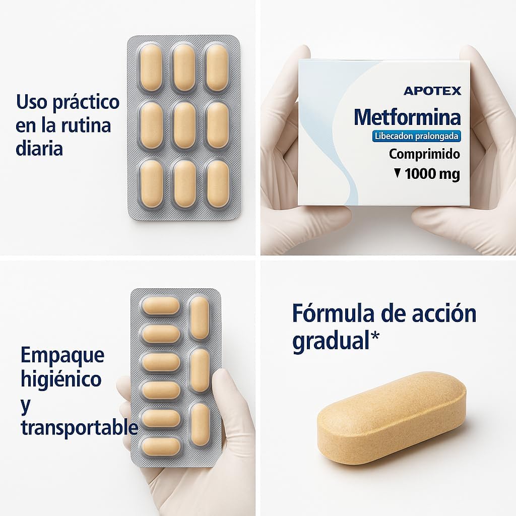 Metformina 1000, Absorción gradual, 30 unidades (1 Caja)