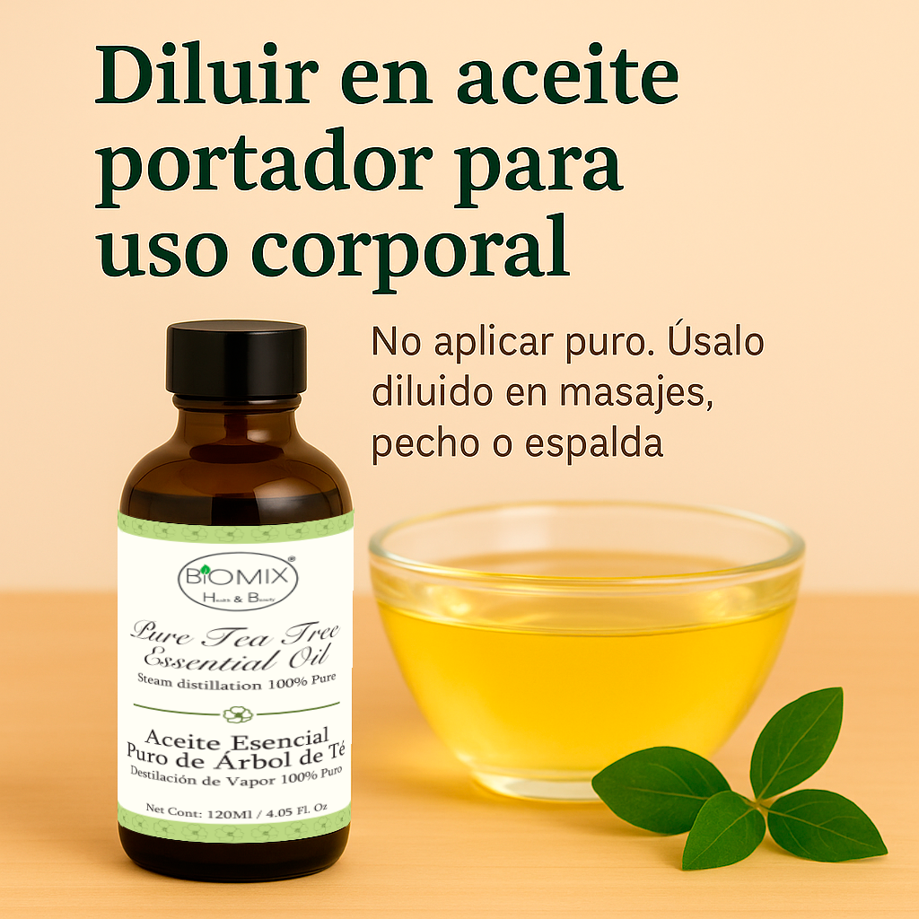 Aceite Esencial de Árbol de Té 100% Puro Grado Cosmético, Terapéutico 120 Ml