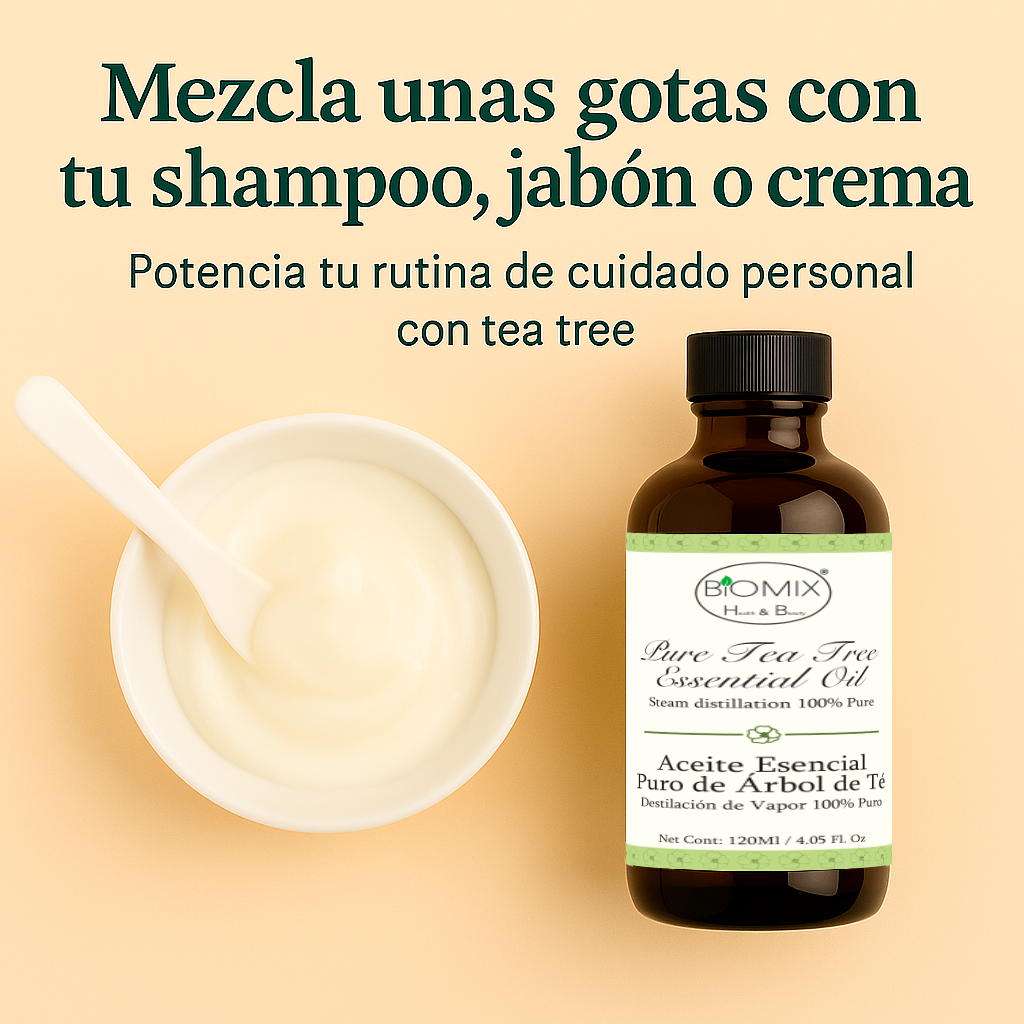 Aceite Esencial de Árbol de Té 100% Puro Grado Cosmético, Terapéutico 120 Ml