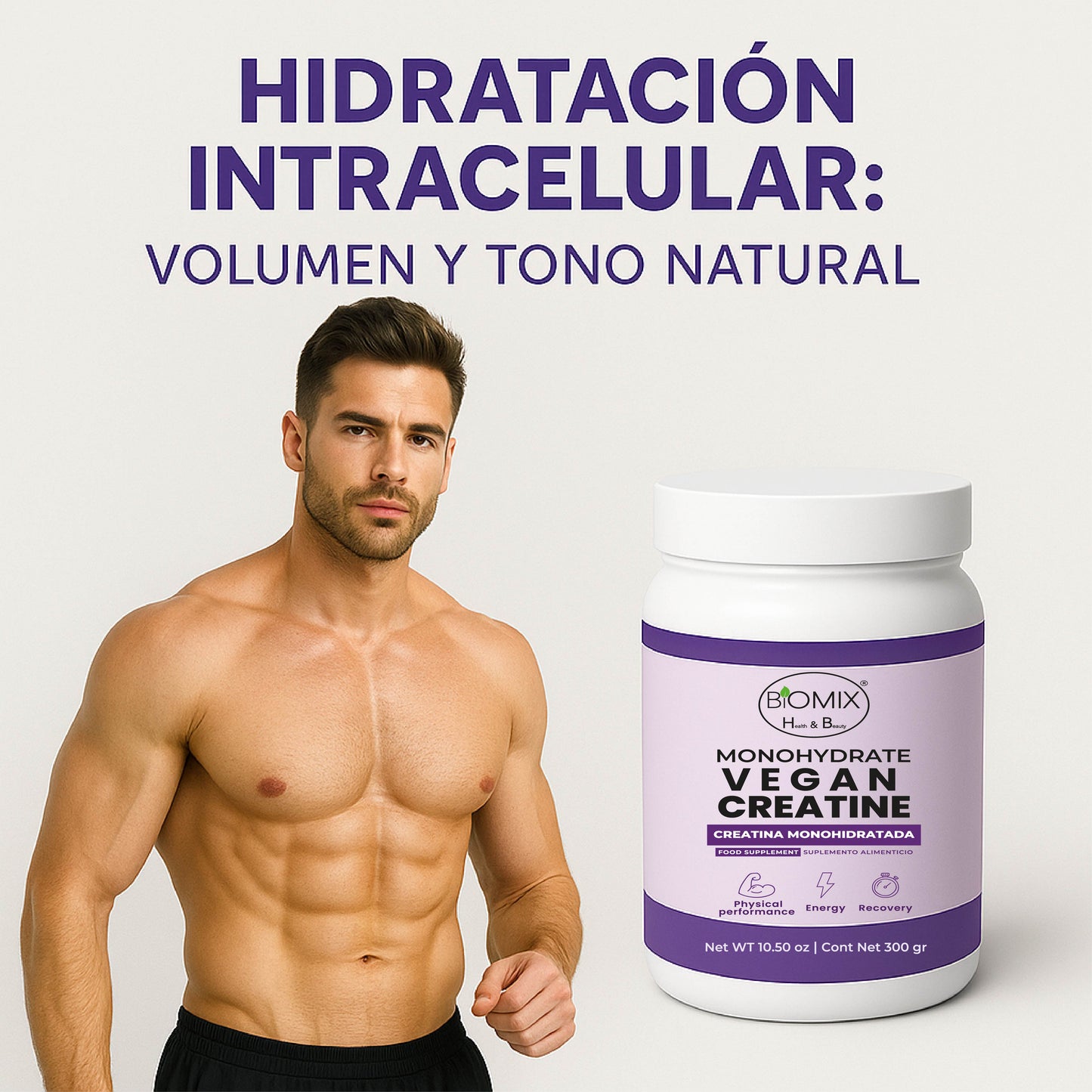 Creatina Micronizada Vegana Monohidratada Pura, Grado Premier 2X, Alta Absorción, Sin Gluten, Sin OGM, 60 Servicios