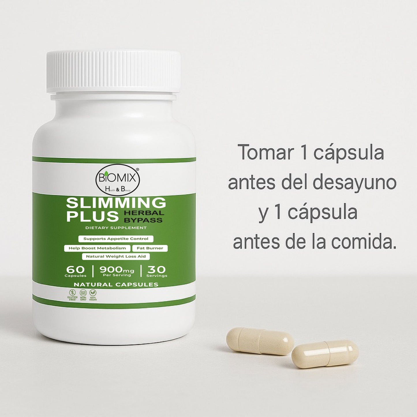 Herbal Bypass Cápsulas Slimming Plus Adelgazantes Naturales 30 Servicios