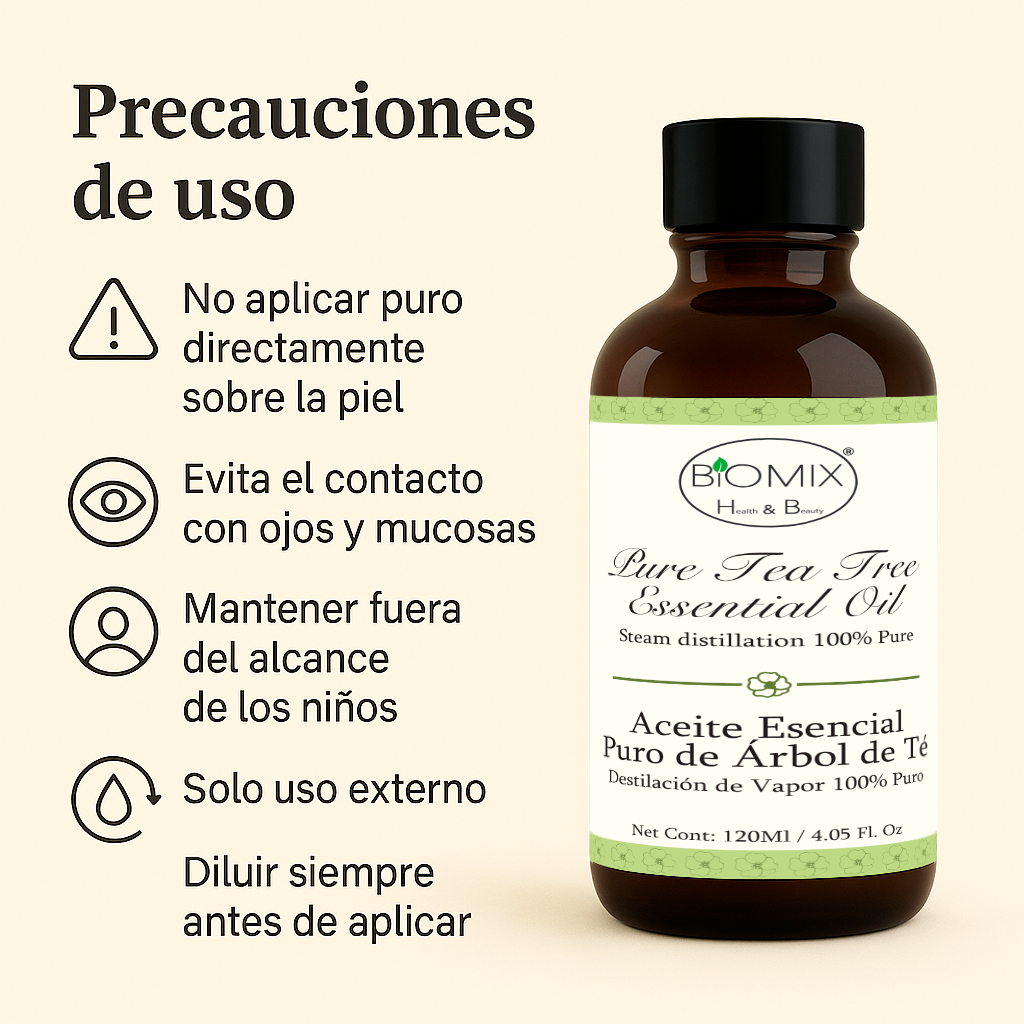 Aceite Esencial de Árbol de Té 100% Puro Grado Cosmético, Terapéutico 120 Ml