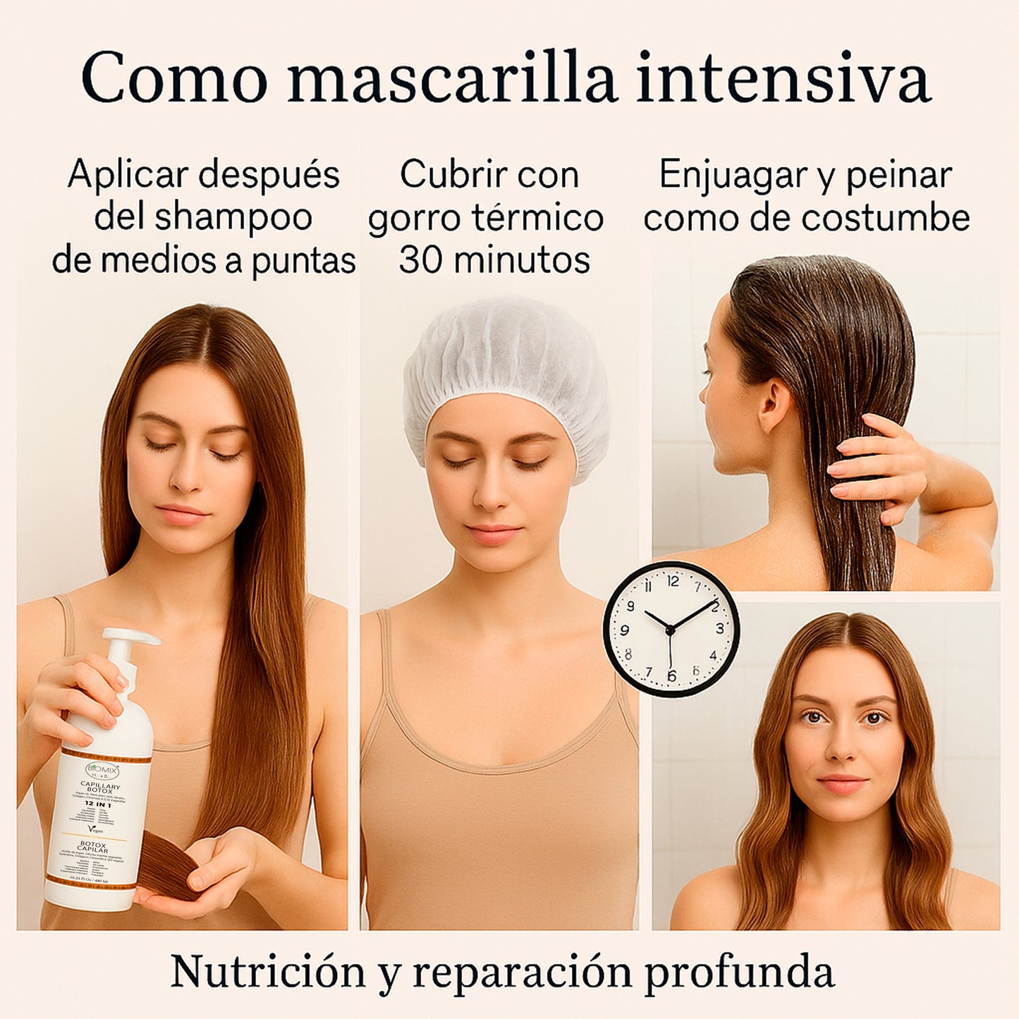 Botox Capilar Vegano Hipoalergénico Keratina, Colágeno, Aceite de Argán, Células Madres Vegetales, Vitaminas Para Todos Los Cabellos 500 Ml