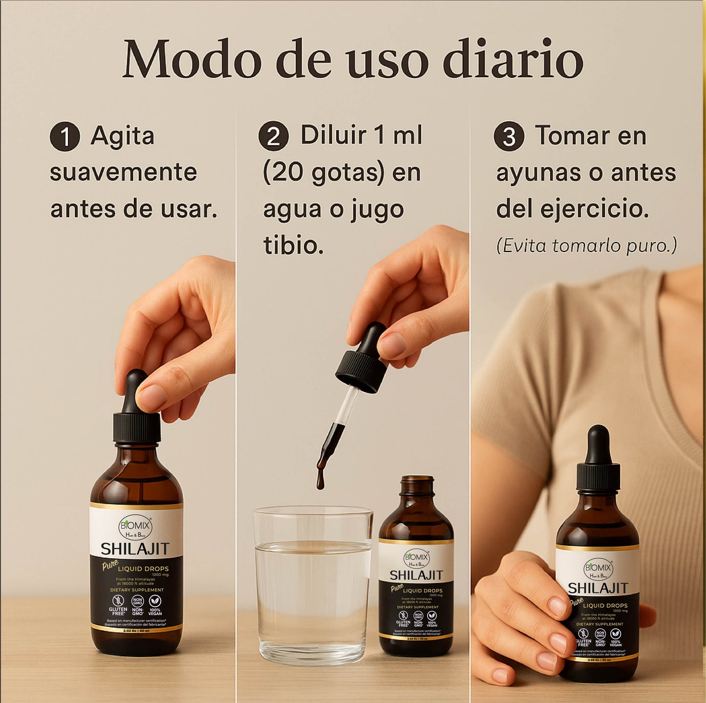 Shilajit Puro Líquido 1500 mg – Suplemento Premium Vegano del Himalaya | Energía, Vitalidad y Equilibrio Natural – 60 Servicios