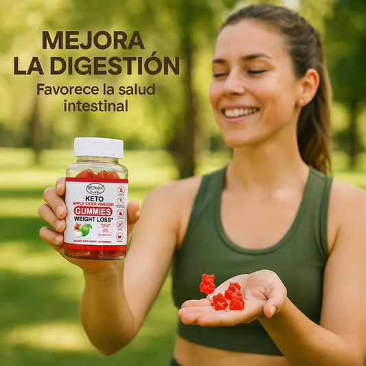 Gomitas Keto Adelgazantes Detox de Vinagre de Sidra de Manzana con la Madre Sin gluten, Veganas 30 Servicios