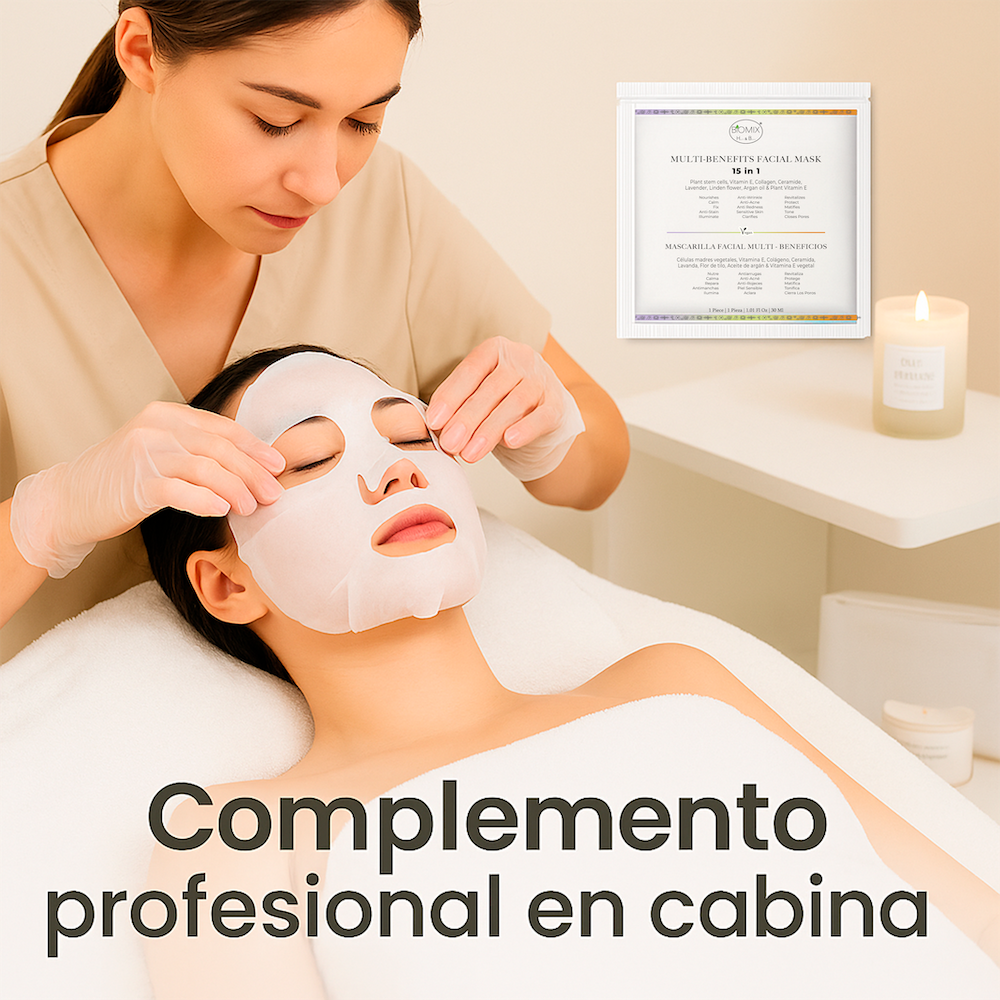 Mascarilla Facial Multi Beneficios 15 en 1 Intensiva de 3 horas con Células Madre Vegetales, Colágeno, Ceramida y Aceite de Argán
