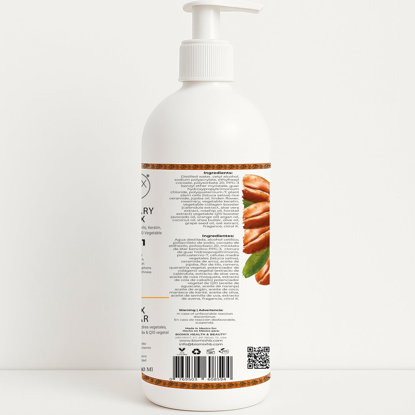 Botox Capilar Vegano Hipoalergénico Keratina, Colágeno, Aceite de Argán, Células Madres Vegetales, Vitaminas Para Todos Los Cabellos 500 Ml