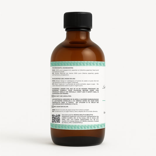 Aceite Esencial 100% Puro de Menta – Grado Alimenticio y Terapéutico 4 FL OZ / 120 ml