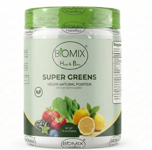 Super Greens Polvo Superfoods con Probióticos, Antioxidantes, Fibras y Enzimas para preparar malteadas sin Azúcares ni Gluten 60 Servicios