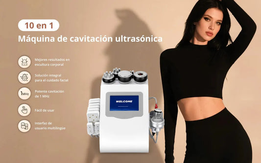 Radiofrecuencia Pro 10 Funciones En 1, Cavitación 40k, Vacuum, Lipoláser, Ems, Frío/calor, Bio Led, Microcoriente