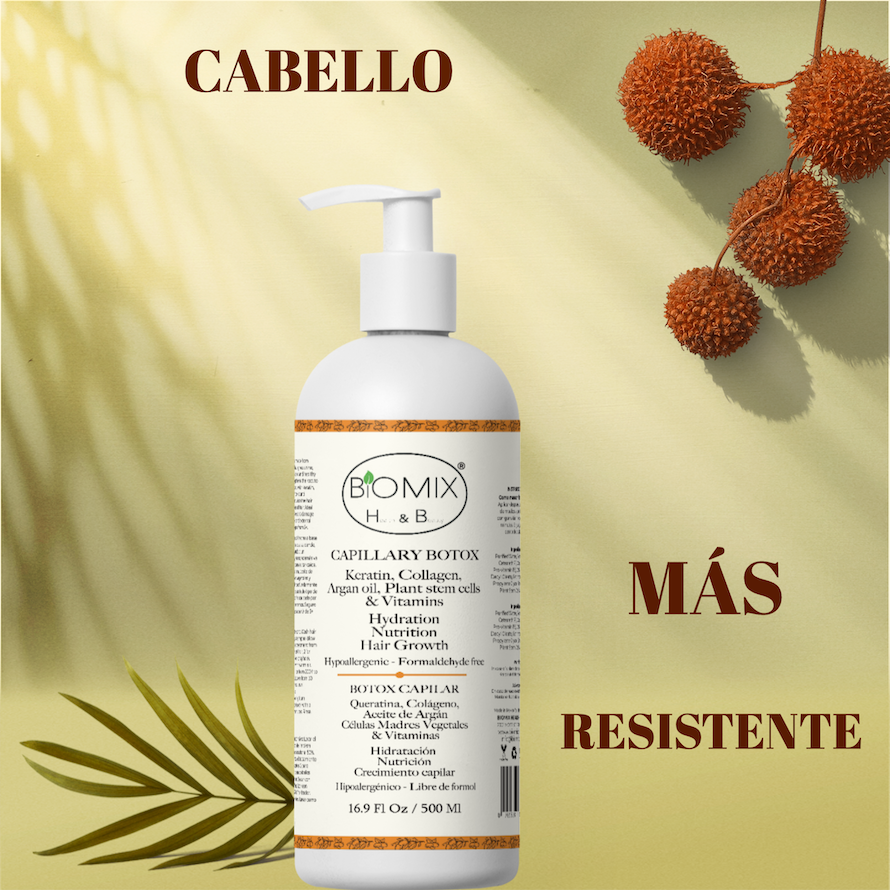 Botox Capilar Vegano Hipoalergénico Keratina, Colágeno, Aceite de Argán, Células Madres Vegetales, Vitaminas Para Todos Los Cabellos 500 Ml