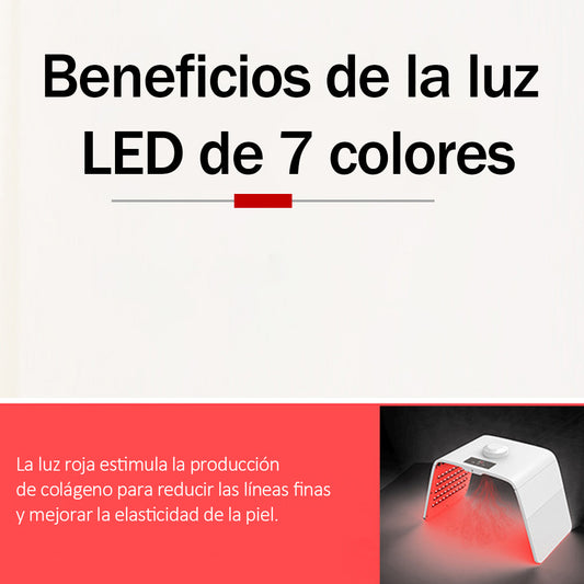 Máquina LED Fototerapia 7 Colores + Nano Spray Rejuvenecimiento Facial, Antiarrugas, Hidratación Profesional SPA, Aparatología, Cosmetología