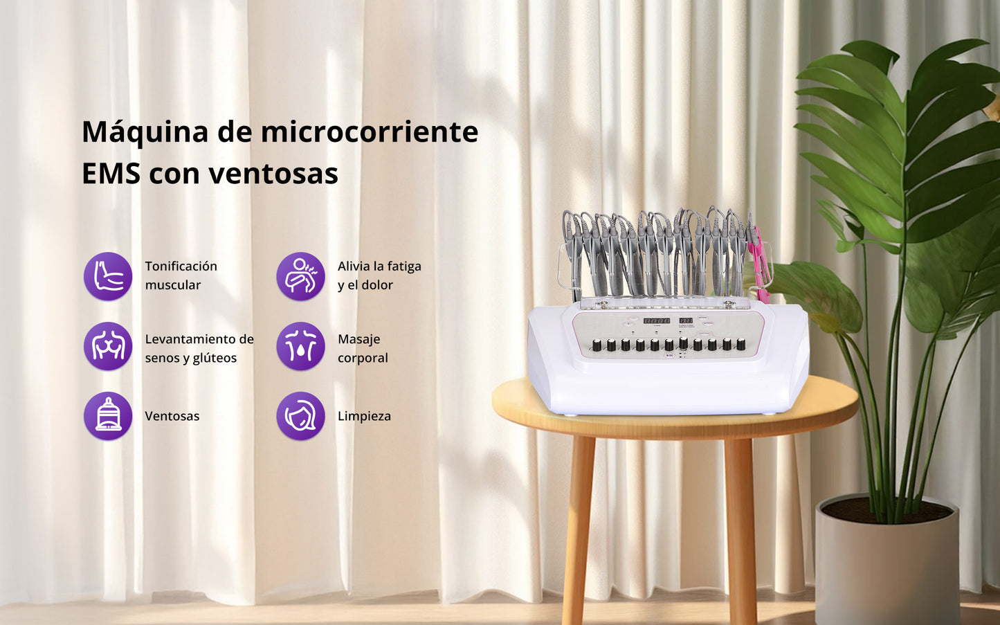 Máquina EMS Microcorriente con Vacumterapia Aumento de Busto, Glúteos, Reafirmante Facial y Corporal, Masaje Reductor y Desintoxicación