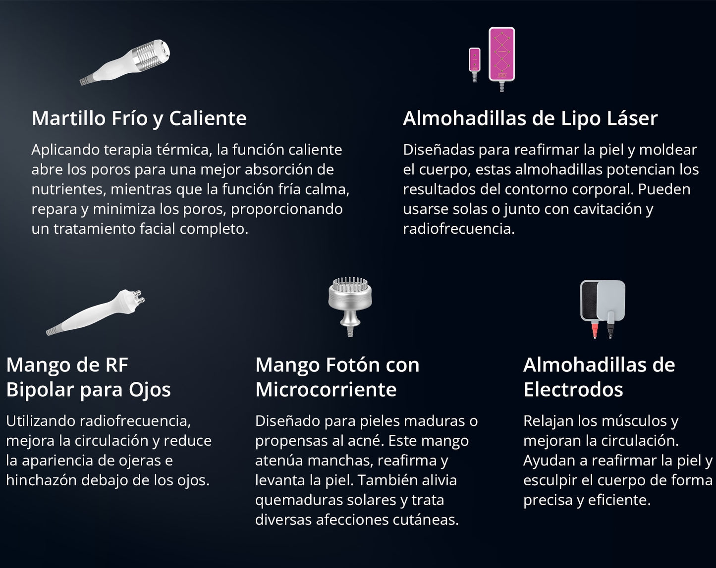 Equipo Estético 10 en 1: Radiofrecuencia Facial y Corporal, Cavitación 40K, Lipo Láser, Vacum RF, EMS, Martillo Frío/Calor, BIO y LED