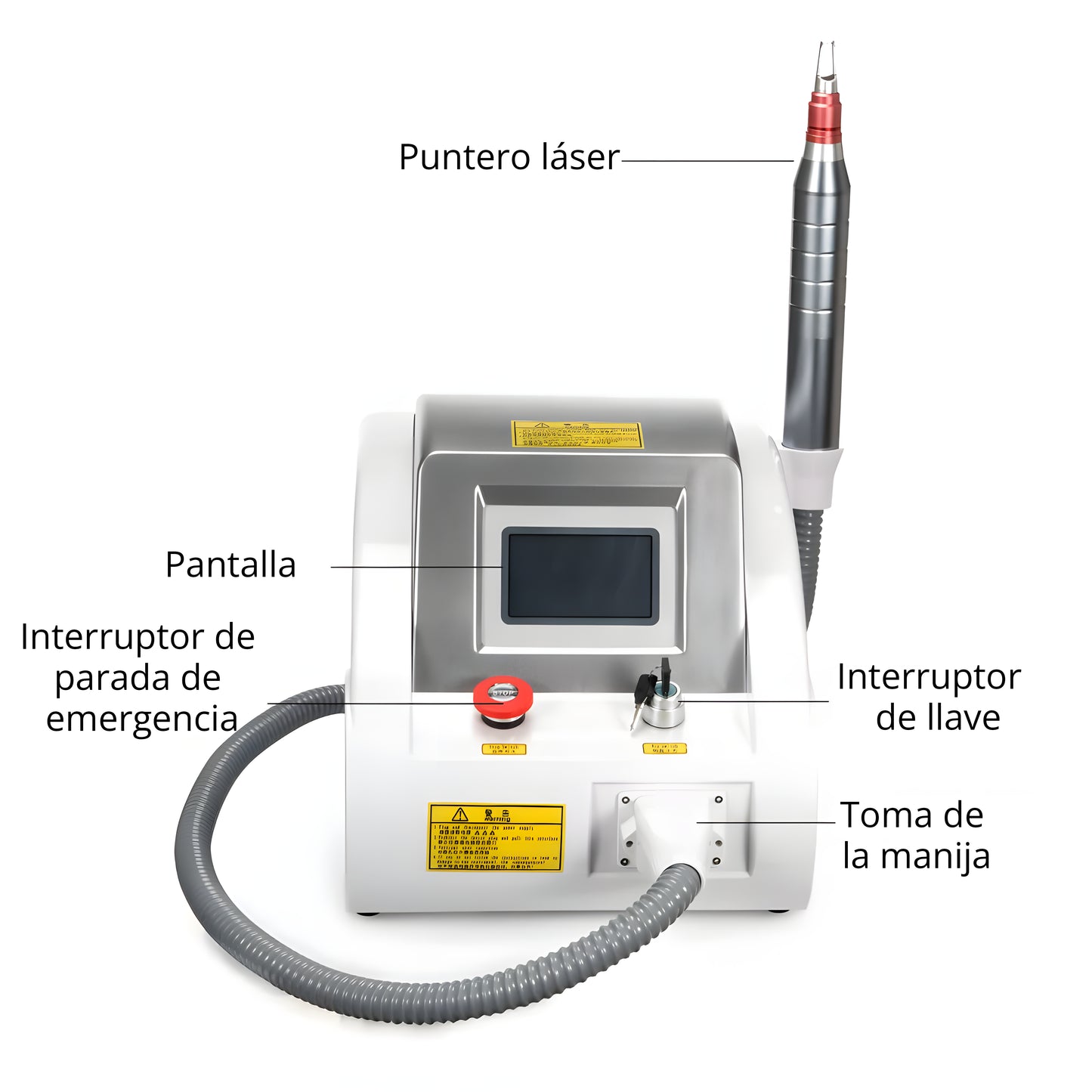 Equipo Pro Q-Switch Picoseg Yag– Eliminación de Tatuajes, Manchas, Micropigmentación, Hollywood Peeling, Rejuvenecimiento | Alta Potencia y Resultados Rápidos 4 Cabezales