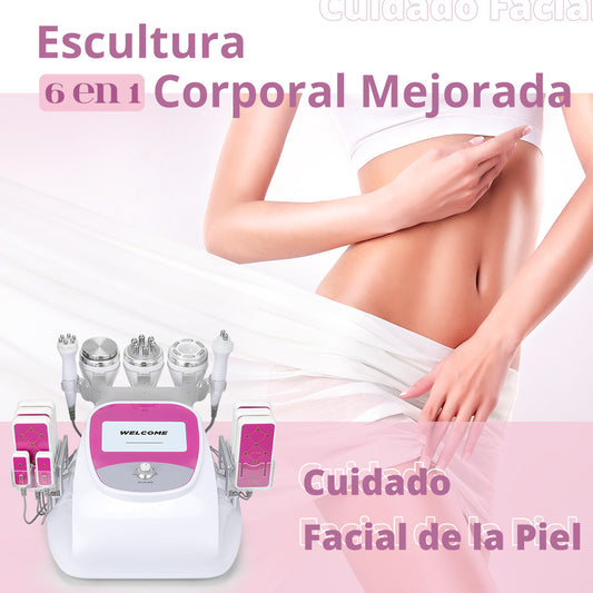Multifuncional Radifrecuencia Pro 6 en 1 Cavitación 40K, RF Facial/Corporal, Vacuum, Lipo Láser y Lifting Ojos | Reafirma, Moldea y Rejuvenece