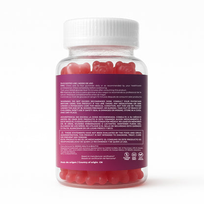 Gomitas De Glucosa De Acción Rápida 100% Veganas Libres de Gluten, Sin azúcares añadidas - Sabor Bayas Mixtas - Frasco con 60 Gomitas de 3 gr
