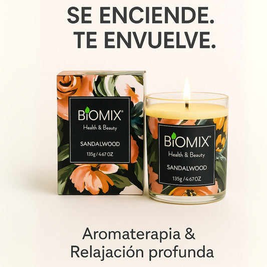 Vela de Masaje Sándalo (132 g / 4.67 oz)  Cera de soya 100% natural + Aceite esencial de Sándalo