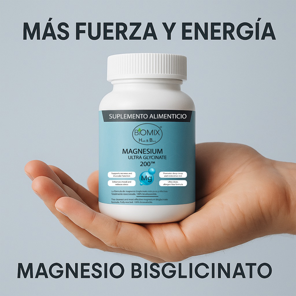 Ultra Glicinato de Magnesio Premium 100% Puro Biodisponible 90 Cápsulas para 45 - 90 Días, Vegano