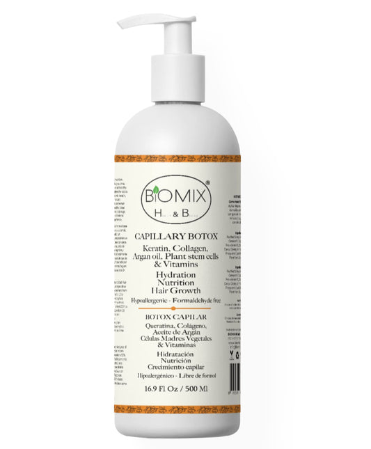 Botox Capilar Vegano Hipoalergénico Keratina, Colágeno, Aceite de Argán, Células Madres Vegetales, Vitaminas Para Todos Los Cabellos 500 Ml