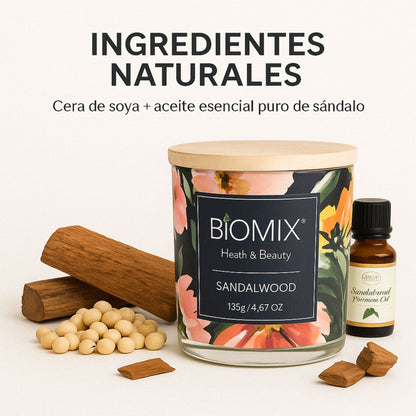 Vela de Masaje Sándalo (132 g / 4.67 oz)  Cera de soya 100% natural + Aceite esencial de Sándalo