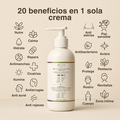 Crema 20 En 1 Para Uso Personal Y Profesional Spa, Hioloapergénica, Vegana 100% Natural Con Células Madres Vegetales, Aclarante, Antiarrugas, Anti Estrías Apta Para Aparatología Estética Cosmetología