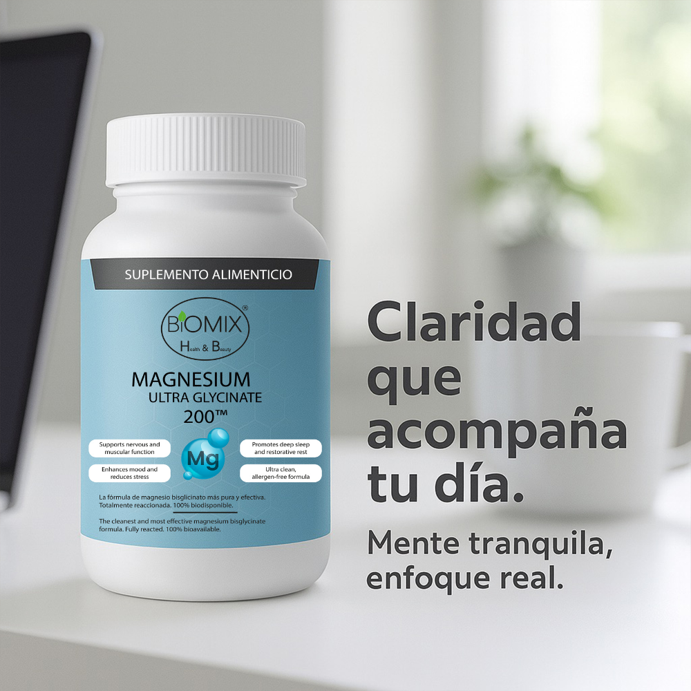 Ultra Glicinato de Magnesio Premium 100% Puro Biodisponible 90 Cápsulas para 45 - 90 Días, Vegano