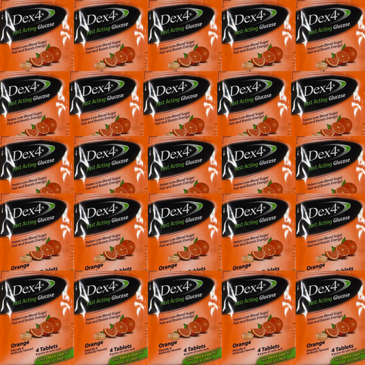 Glucosa Dex 4 Tableta Masticable De Acción Rápida 100 Tabletas Totales, Caja De 50 Pack De 4 Para Hipoglucemias, Deportes.