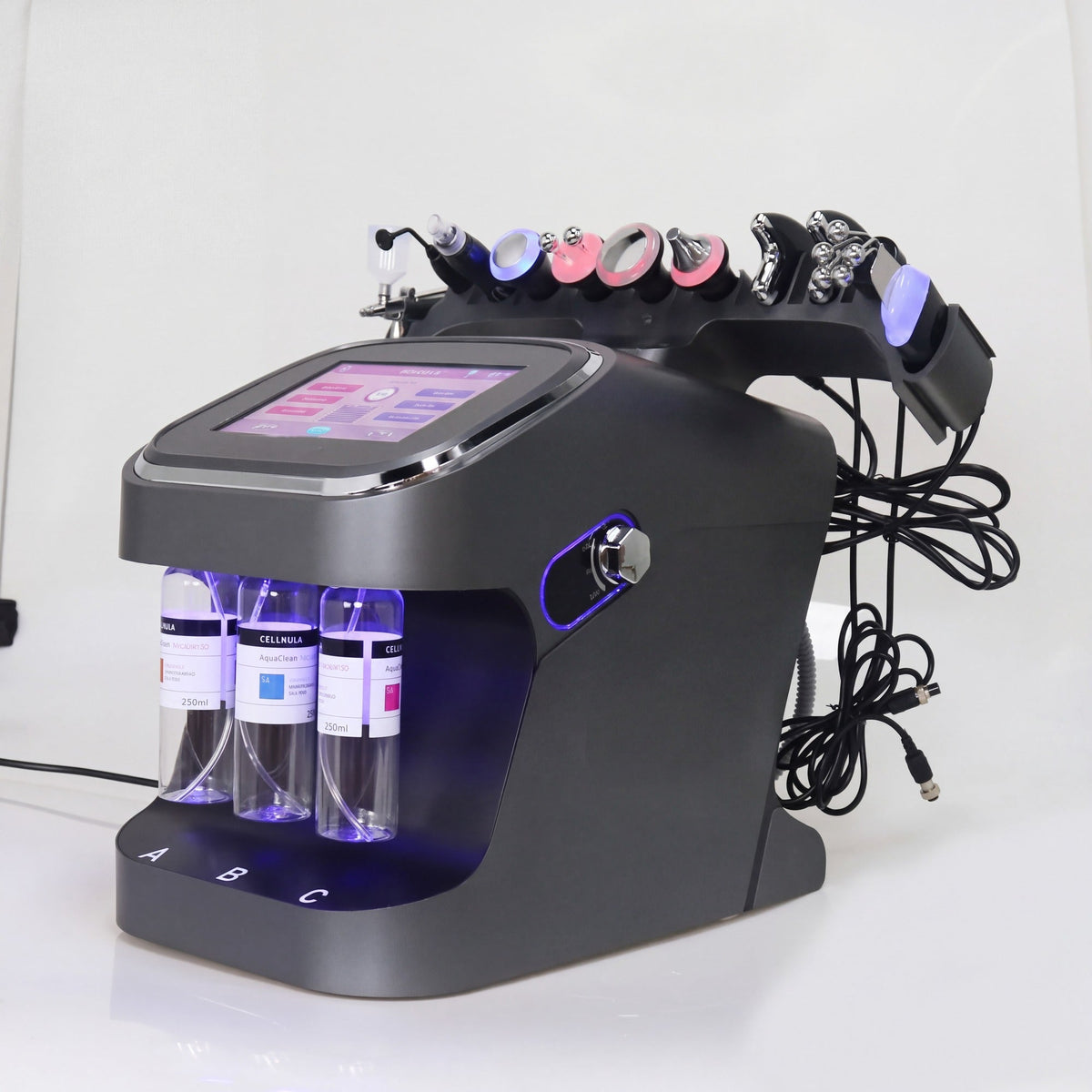 Hydrafacial 10 en 1 negra — vista lateral