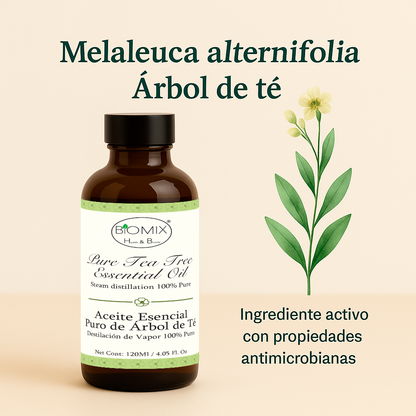 Aceite Esencial de Árbol de Té 100% Puro Grado Cosmético, Terapéutico 120 Ml