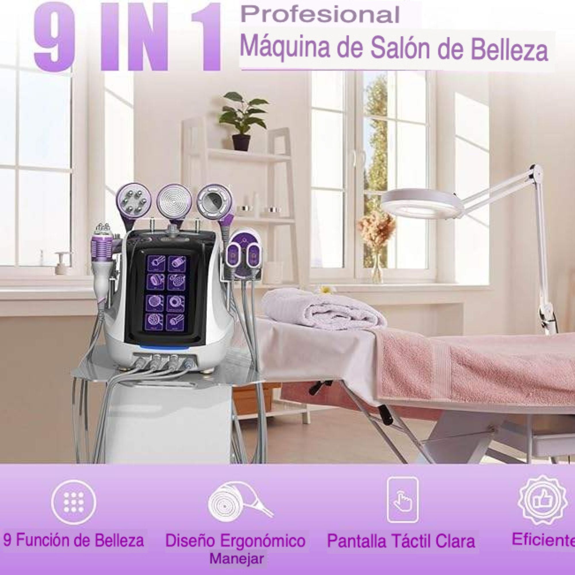 Multifuncional 9 en 1 Pro 2.5 para Spa y Estética – Cavitación 40K, Radiofrecuencia, Vacío, Láser Lipolítico y Rejuvenecimiento Facial
