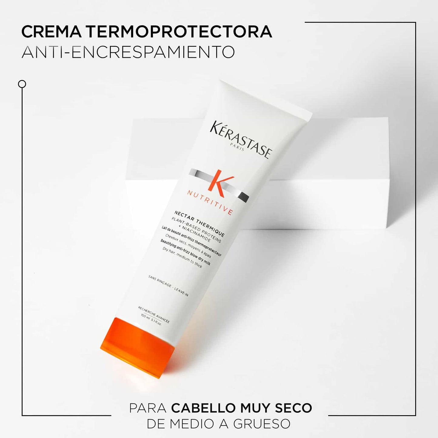 Protector térmico antisequedad sin enjuague con proteínas vegetales y niacinamida para cabello medio a grueso Kérastase Nutritive Nectar Thermique 150 ml