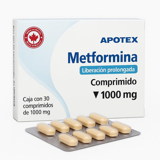 Metformina 1000, Absorción gradual, 30 unidades (1 Caja)