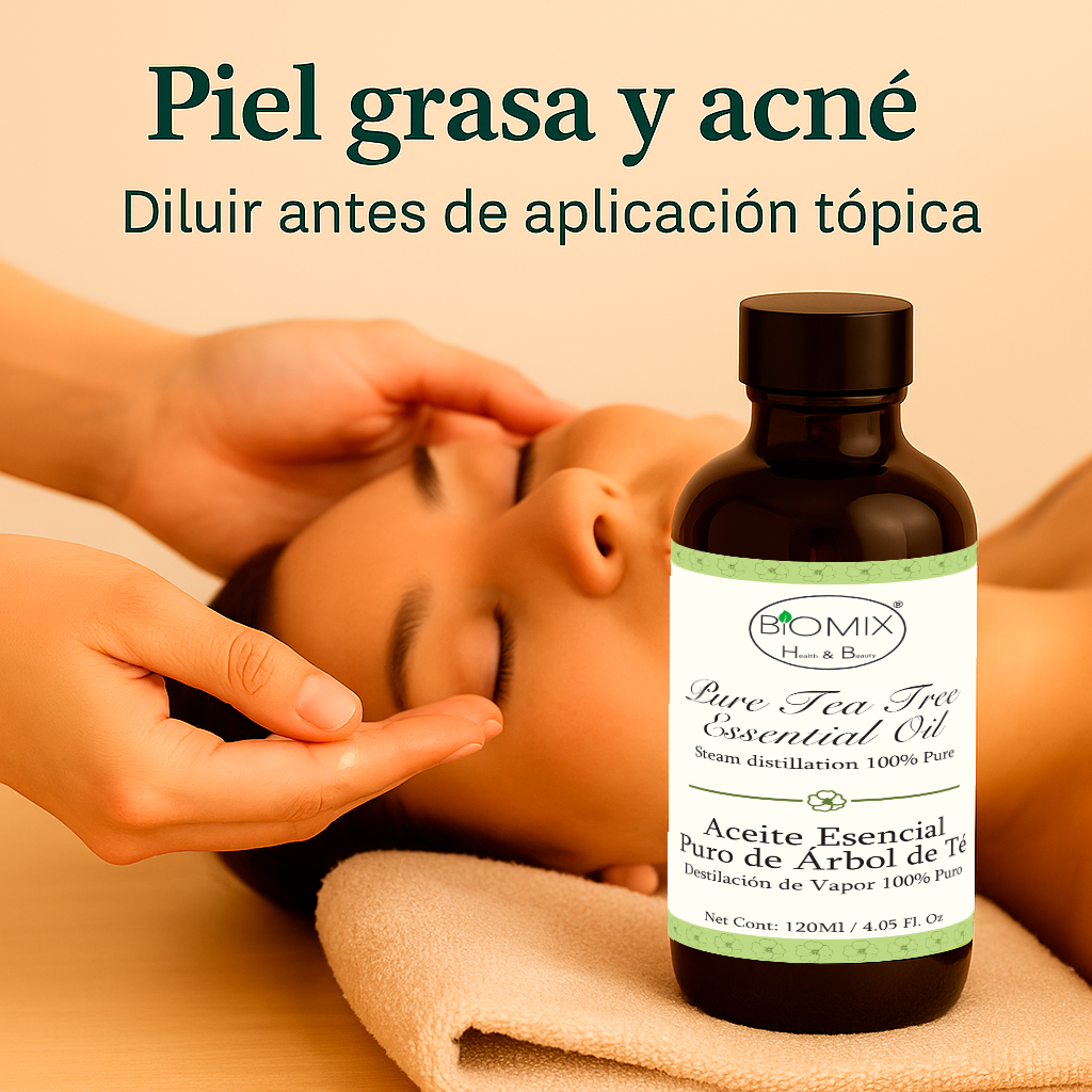 Aceite Esencial de Árbol de Té 100% Puro Grado Cosmético, Terapéutico 120 Ml