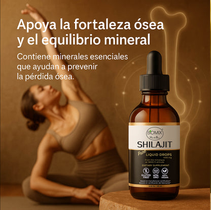 Shilajit Puro Líquido 1500 mg – Suplemento Premium Vegano del Himalaya | Energía, Vitalidad y Equilibrio Natural – 60 Servicios