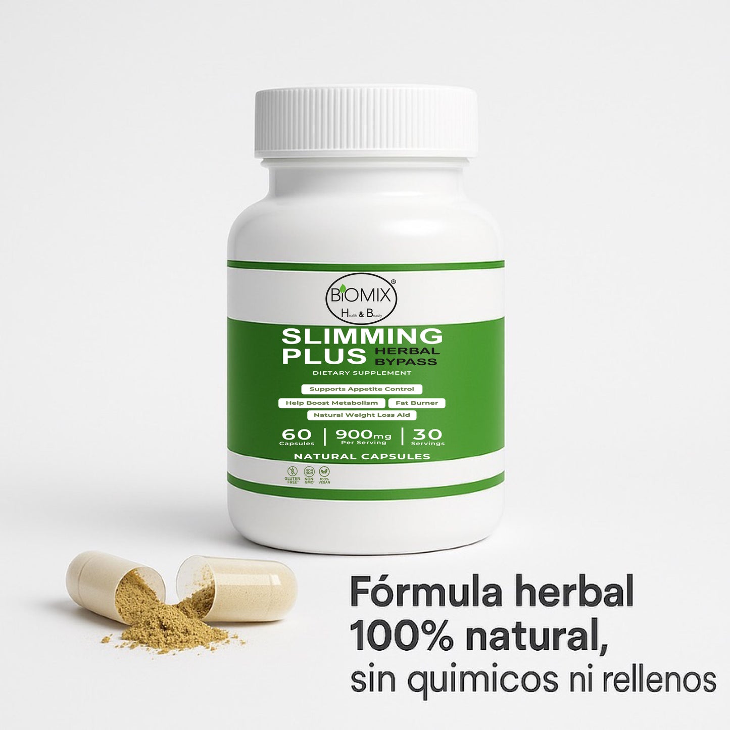 Herbal Bypass Cápsulas Slimming Plus Adelgazantes Naturales 30 Servicios
