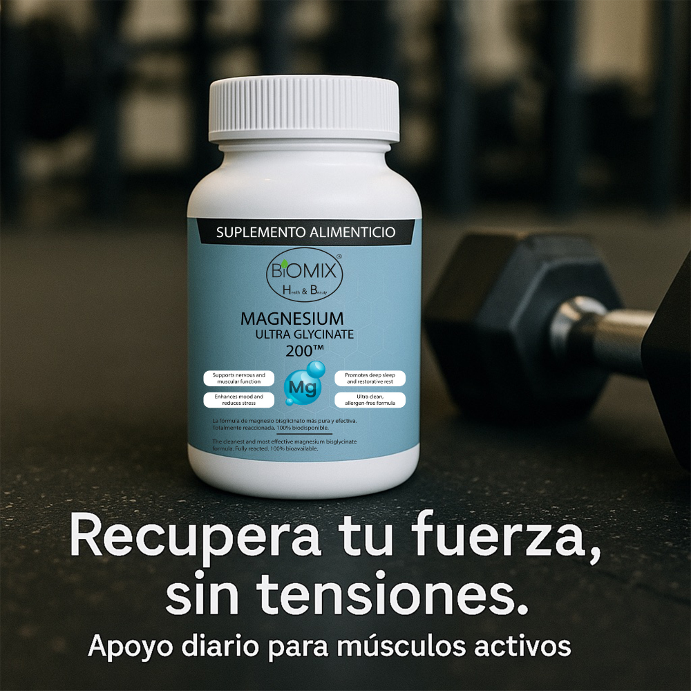 Ultra Glicinato de Magnesio Premium 100% Puro Biodisponible 90 Cápsulas para 45 - 90 Días, Vegano