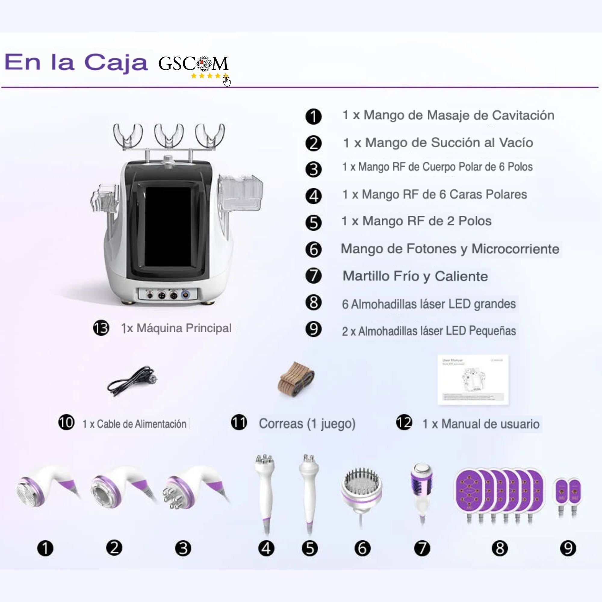 Multifuncional 9 en 1 Pro 2.5 para Spa y Estética – Cavitación 40K, Radiofrecuencia, Vacío, Láser Lipolítico y Rejuvenecimiento Facial