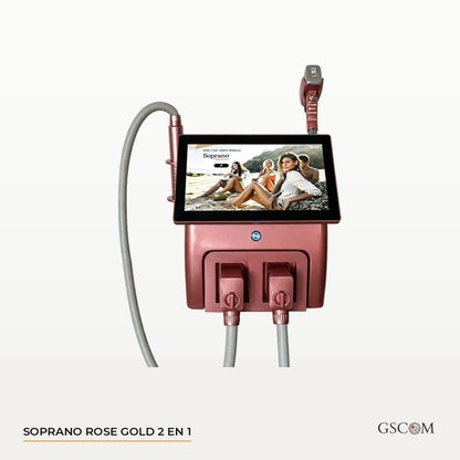 Soprano Rose Gold 2 en 1 — Depilación Láser Diodo 755/808/1064 nm + Picosegundo 532/1064/1320 nm