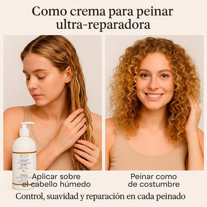 Botox Capilar Vegano Hipoalergénico Keratina, Colágeno, Aceite de Argán, Células Madres Vegetales, Vitaminas Para Todos Los Cabellos 500 Ml